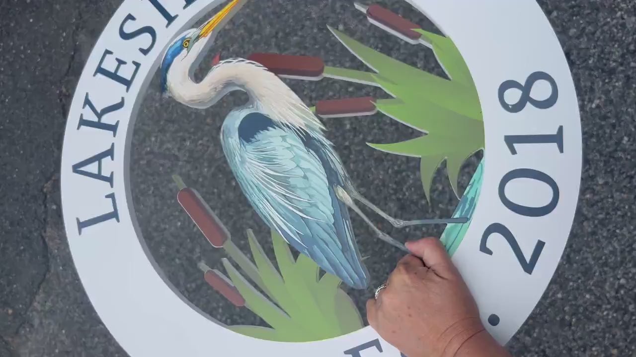 Custom Coastal Heron Sign: Personalized Beach House PVC Decor