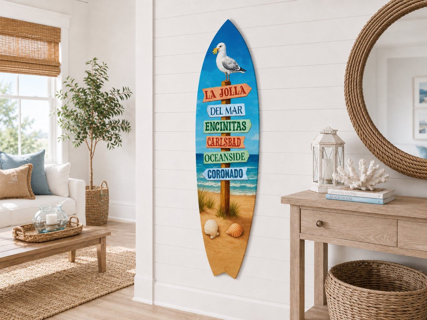 California Surfboard, La Jolla - Del Mar - Encinitas - Carlsbad - Coronado - Oceanside, Indoor, Outdoor Decorative