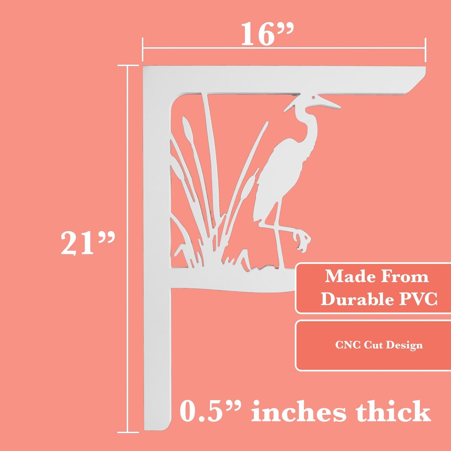 Heron Mailbox Bracket: Weather Resistant PVC Corner Porch Decor