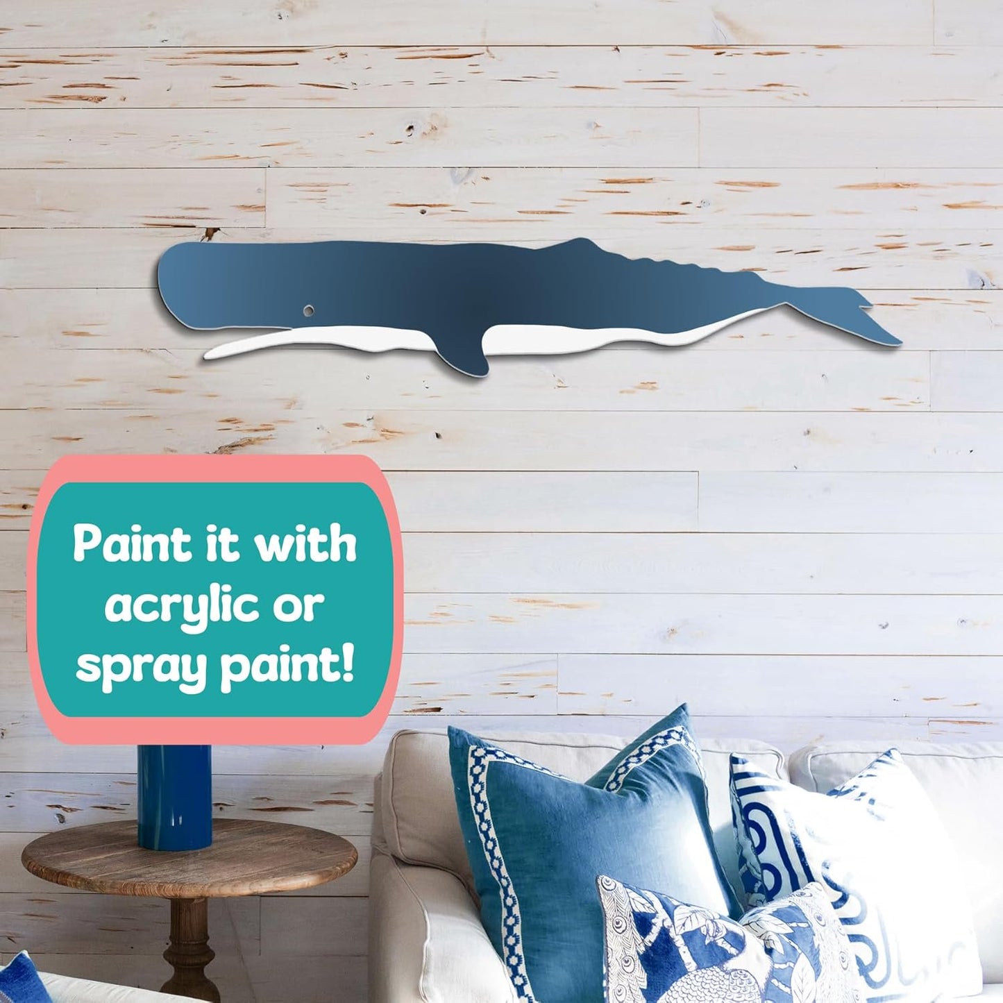 JennyGems Outdoor Whale Wall Art  Nautical Beach House Decoration  PVC Whale Sign for Coastal Cottage, Shed, Patio  Weatherproof Ocean-Inspired Wall Hanging, 3 Foot