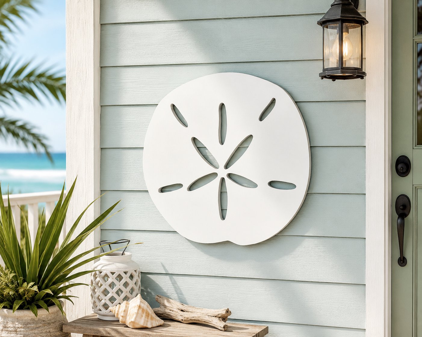 Outdoor Sand Dollar Wall Decor, Coastal Sign for Beach House, PVC Sand Dollar