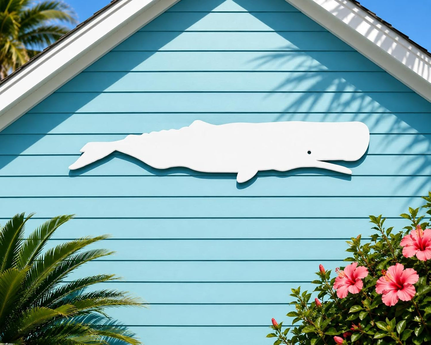 JennyGems Outdoor Whale Wall Art  Nautical Beach House Decoration  PVC Whale Sign for Coastal Cottage, Shed, Patio  Weatherproof Ocean-Inspired Wall Hanging, 3 Foot