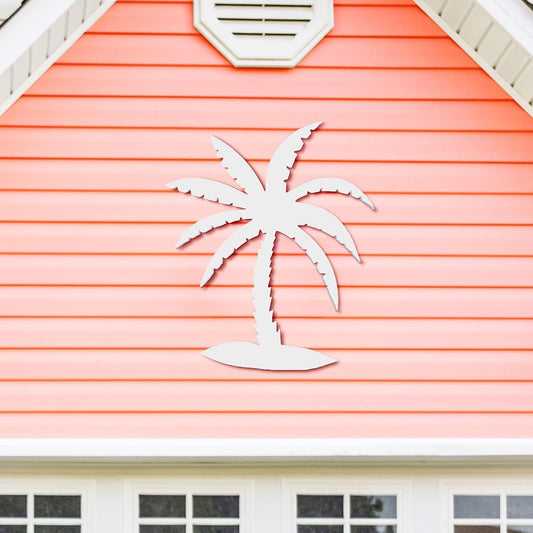 Outdoor Palm Tree Wall Art Beach House Decor, Tropical Palm Tree Sign, Weatherproof PVC Coastal Wall Hanging for Porch Patio or Poolside, 2 Foot