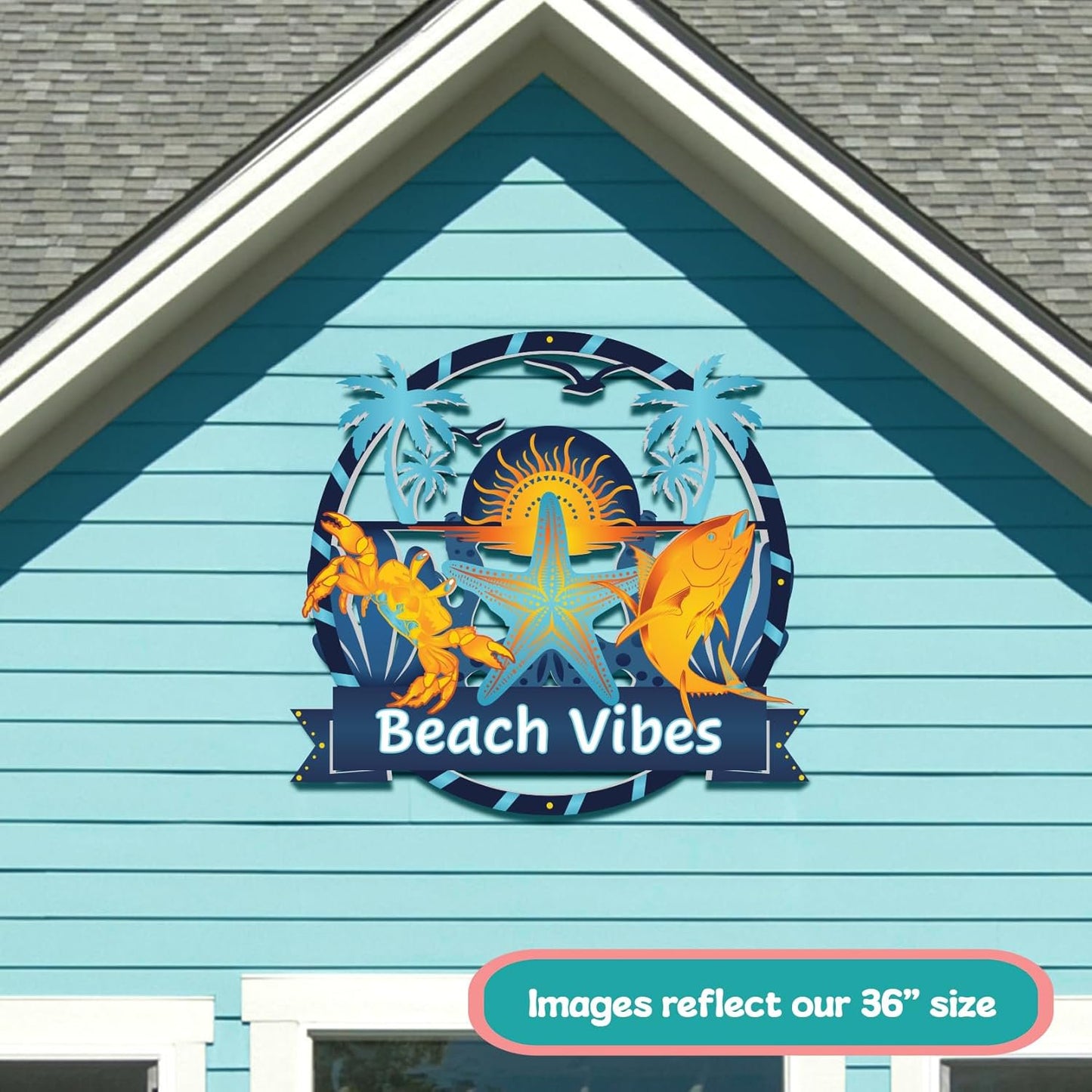 Outdoor Beach Vibes Wall Art, Beach House Sign, Coastal Decor Ocean Themed, PVC