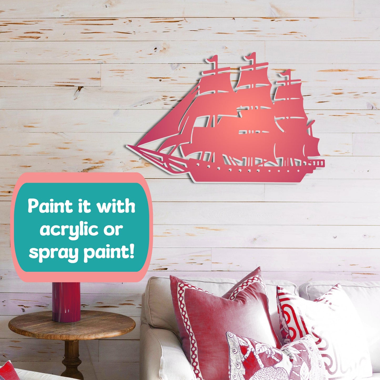 Outdoor Nautical Ship Wall Art, PVC Ship Décor for Beach House
