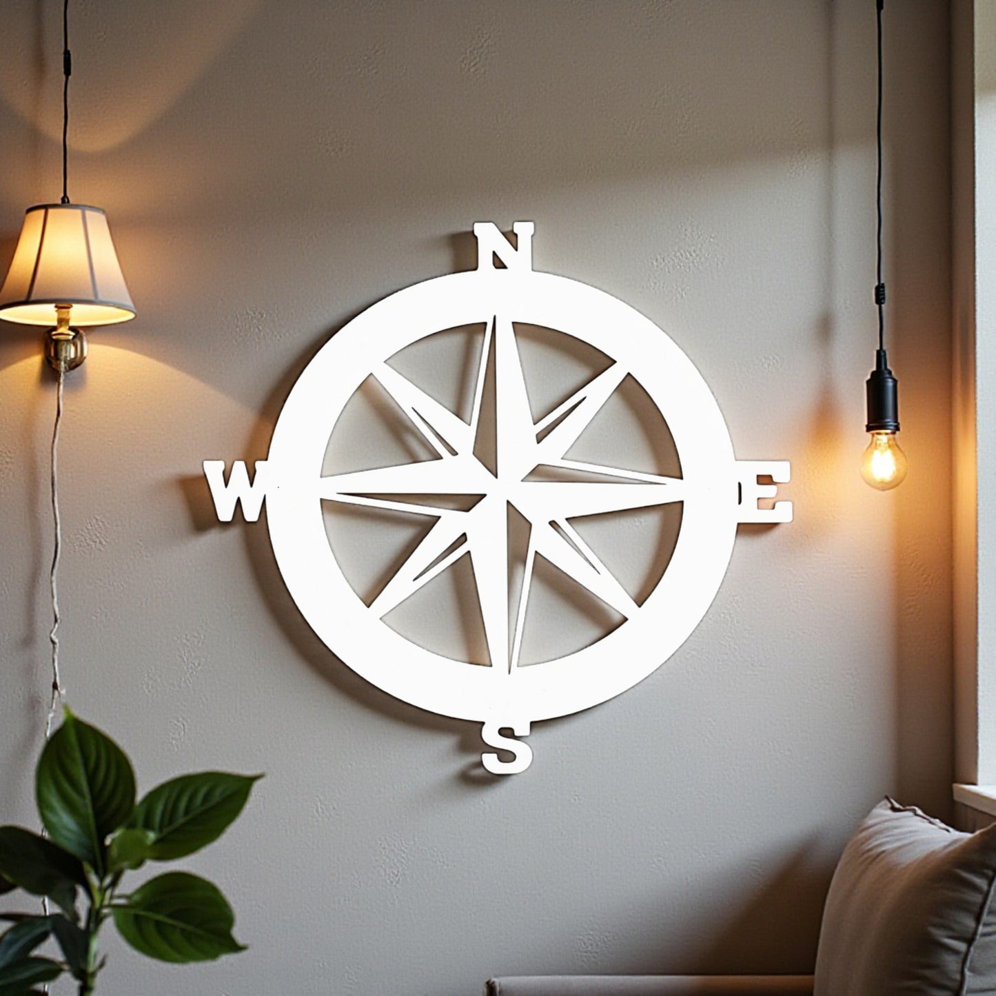 Nautical Compass Sign - Outdoor PVC Coastal Wall Art for Beach House, Garage, Shed - Compass Rose Wall Decor