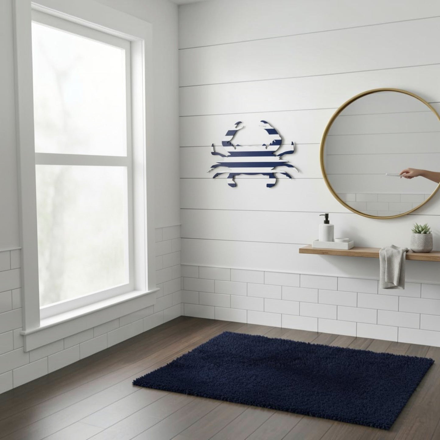 Nautical Cabana Crab Wall Art – Coastal PVC Wall Decor for Indoor & Outdoor Use