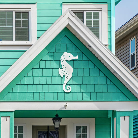 Outdoor Seahorse Wall Art, Coastal Beach House Nautical Sign, Weatherproof PVC Seahorse Decoration, Ocean Themed Marine Art, 3 Foot
