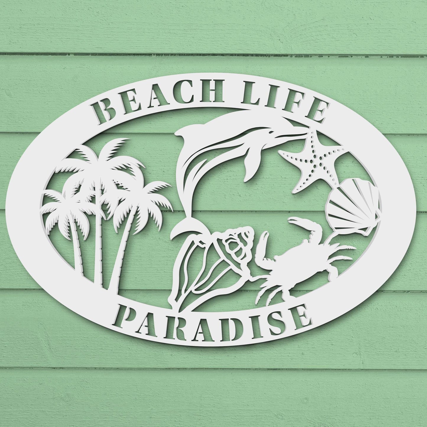 Custom Beach House Sign: 36" Coastal PVC Wall Art