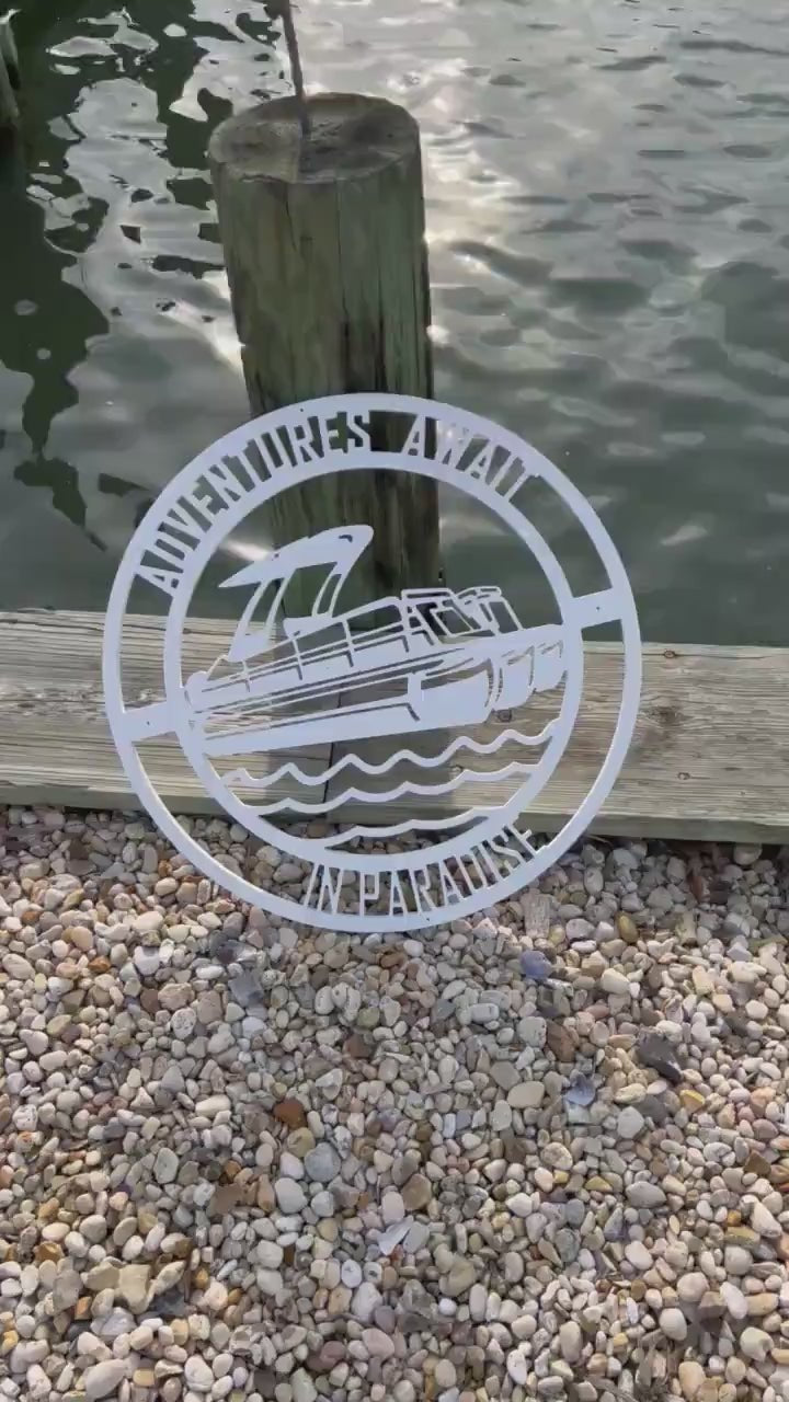 Custom Pontoon Boat Name Sign: Nautical Lake House Decor