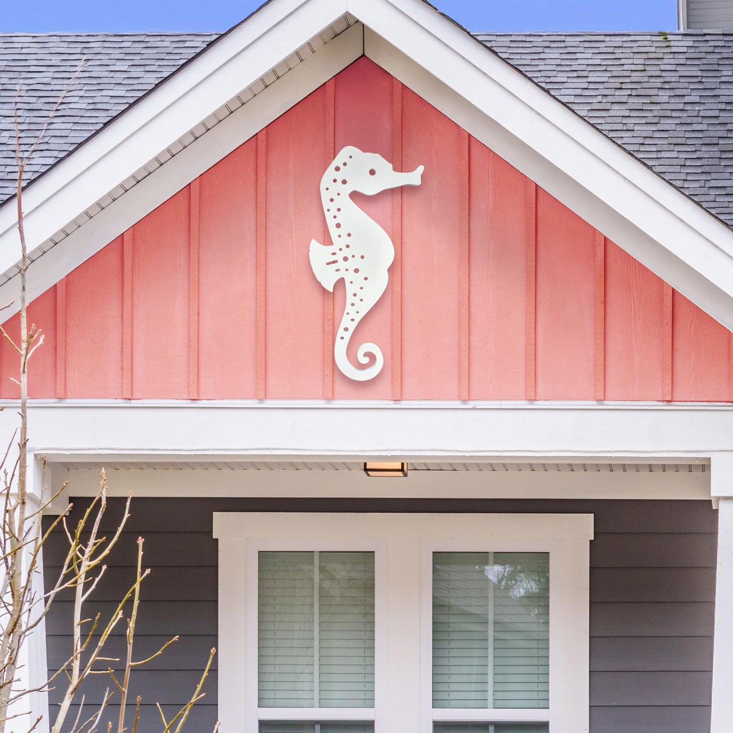 Outdoor Seahorse Wall Art – Coastal Beach House Nautical Sign – Weatherproof PVC Seahorse Decoration – Ocean Themed Marine Art