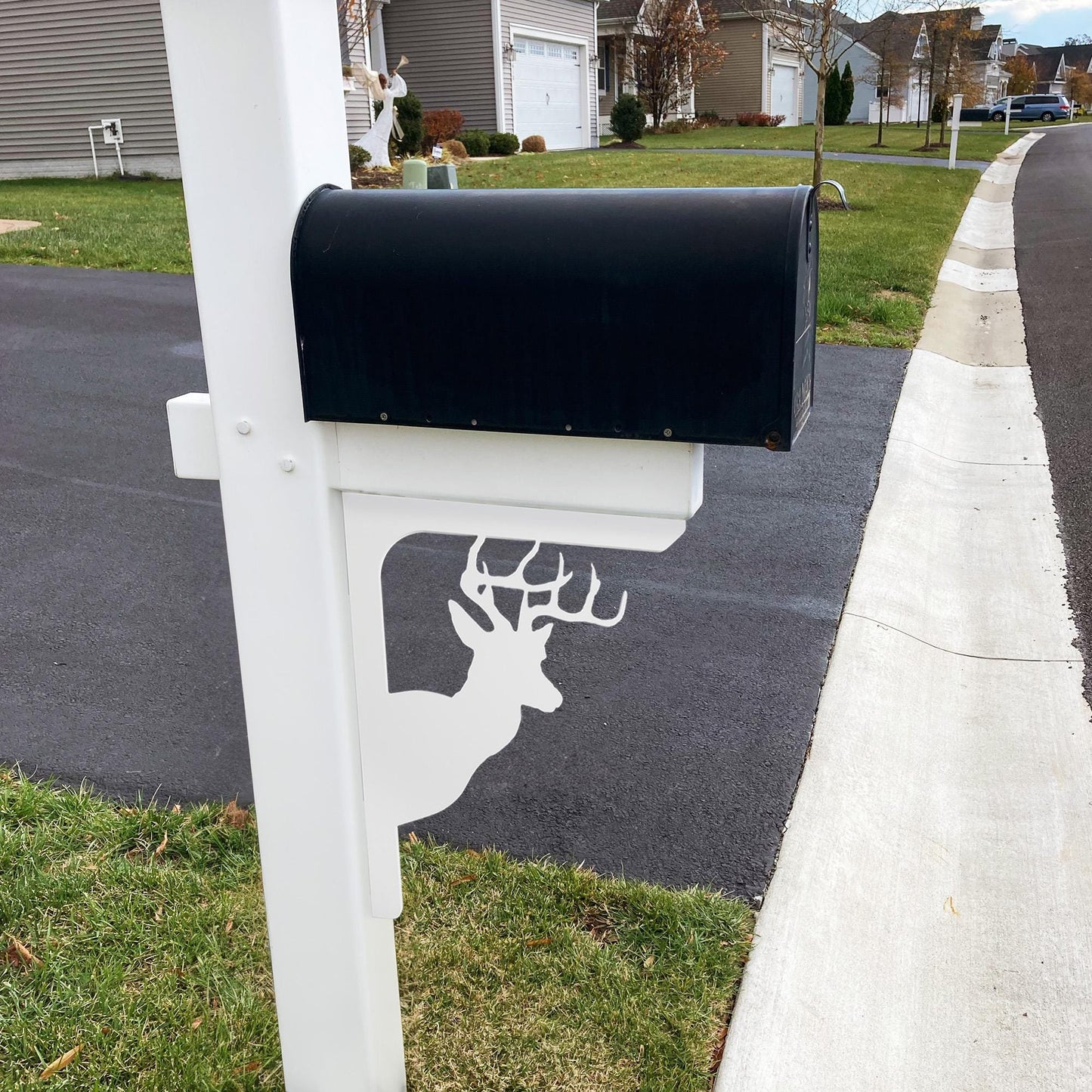 Deer Mailbox Bracket: Weather Resistant PVC, Rustic Country Decor