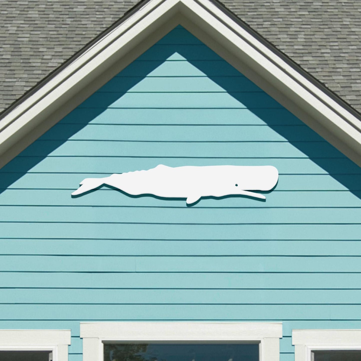 White Whale PVC Sign: Coastal Beach House Decor