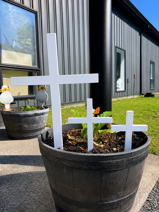 Cemetery Cross, White PVC, Indoor Outdoor