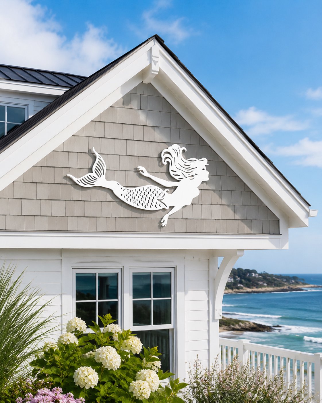Coastal Mermaid Wall Décor for Indoor/Outdoor Use – Weatherproof PVC Beach House Accent