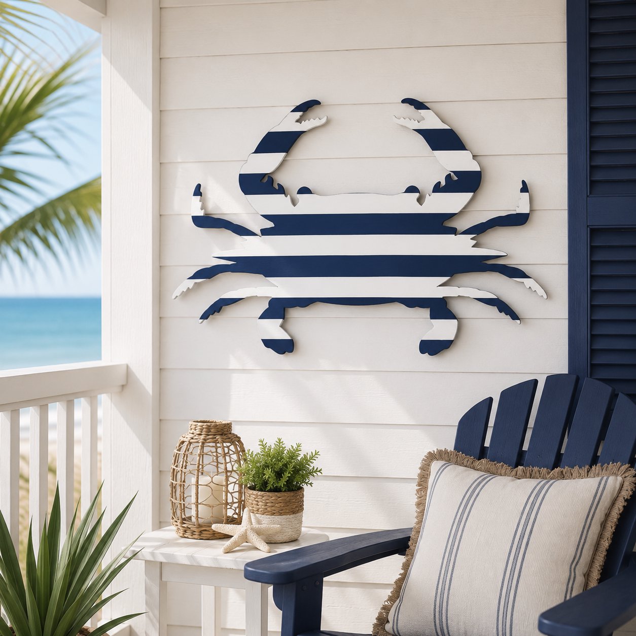 Nautical Cabana Crab Wall Art – Coastal PVC Wall Decor for Indoor & Outdoor Use