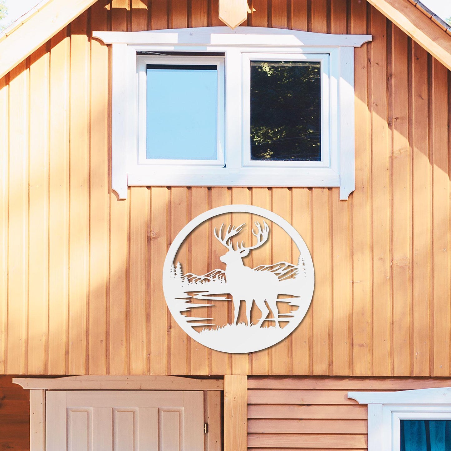 Deer Silhouette Wall Art: Rustic Cabin Decor, PVC Wilderness Sign