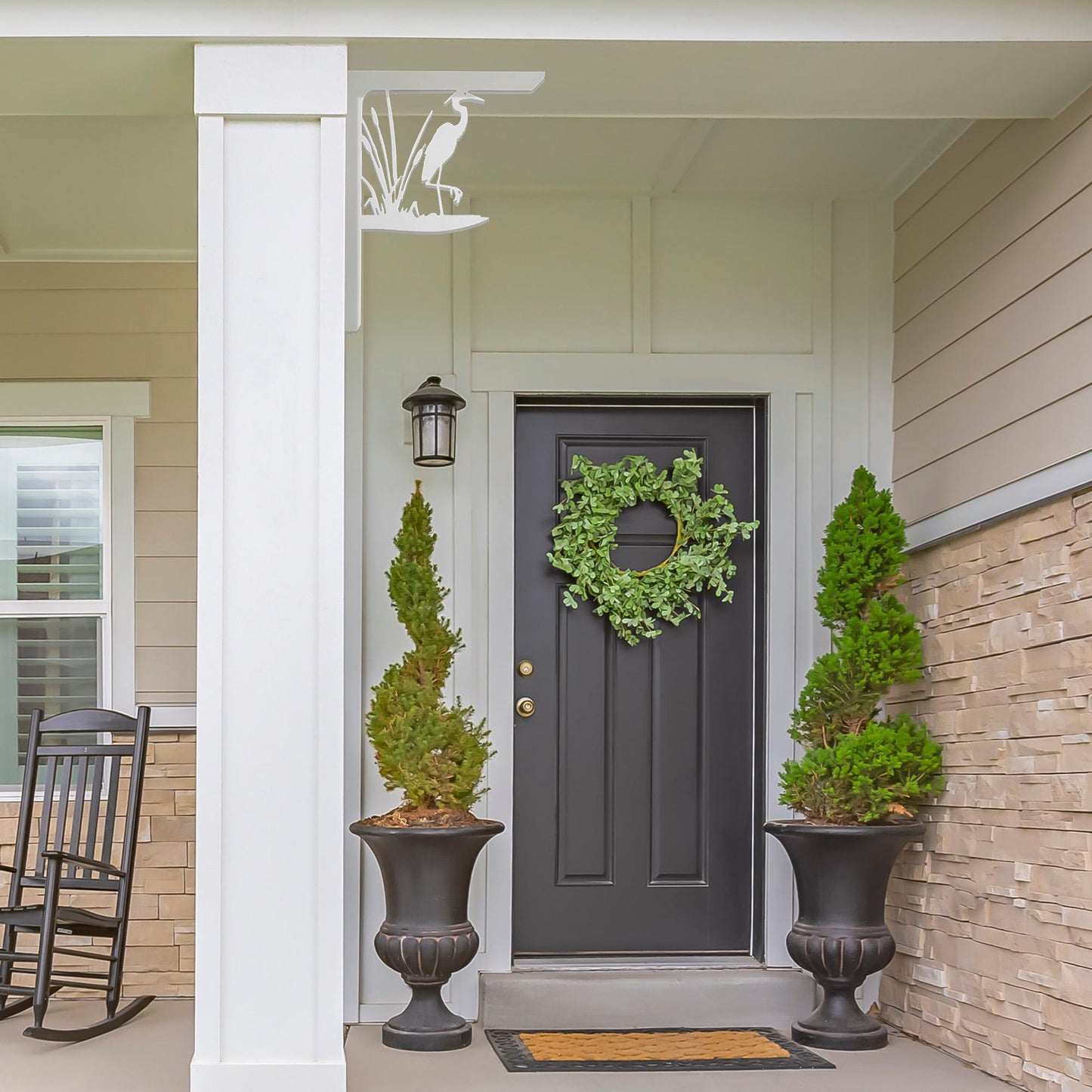 Heron Mailbox Bracket: Weather Resistant PVC Corner Porch Decor