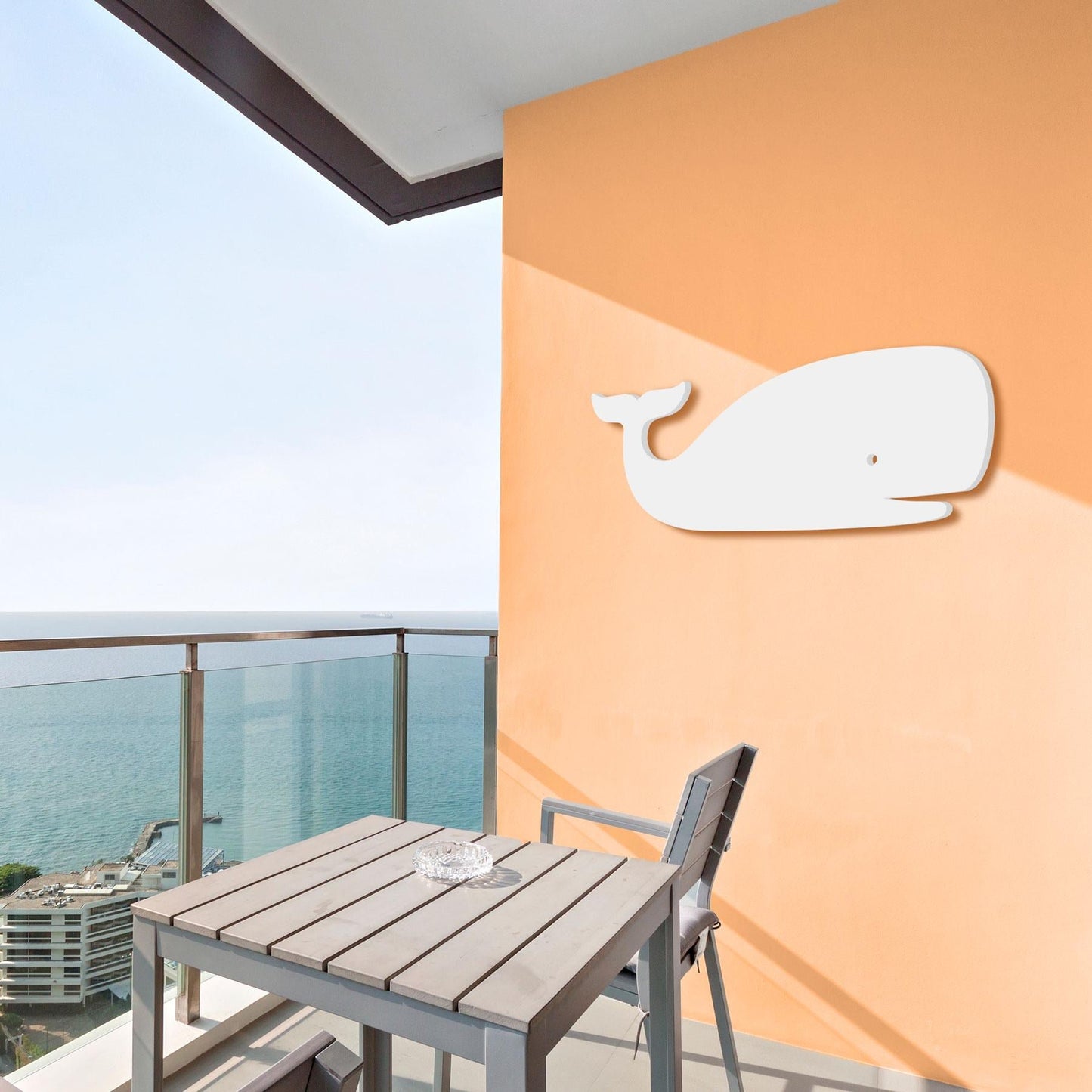 White PVC Whale Wall Decor: Coastal Beach House Art