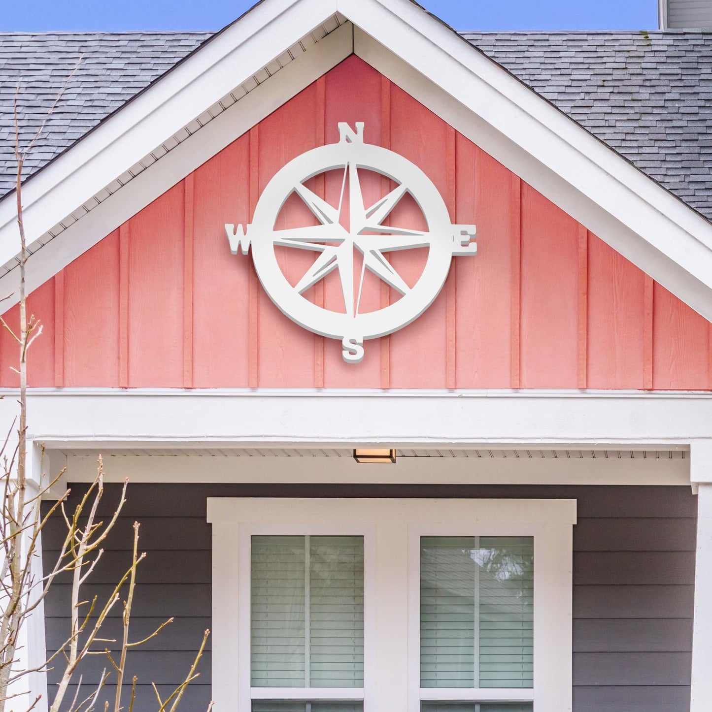 Nautical Compass Sign - Outdoor PVC Coastal Wall Art for Beach House, Garage, Shed - Compass Rose Wall Decor
