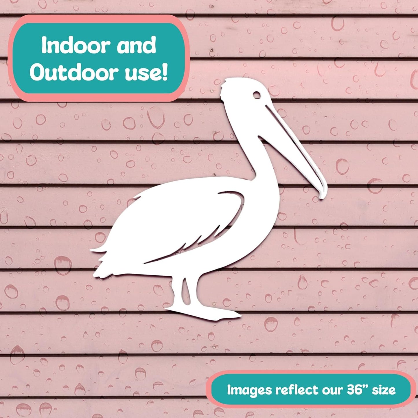 Outdoor Pelican Wall Art – Coastal Beach House Decoration – Weatherproof PVC Seaside Bird Accent for Cottage, Fence, Shed, Indoor Outdoor (2 Foot)