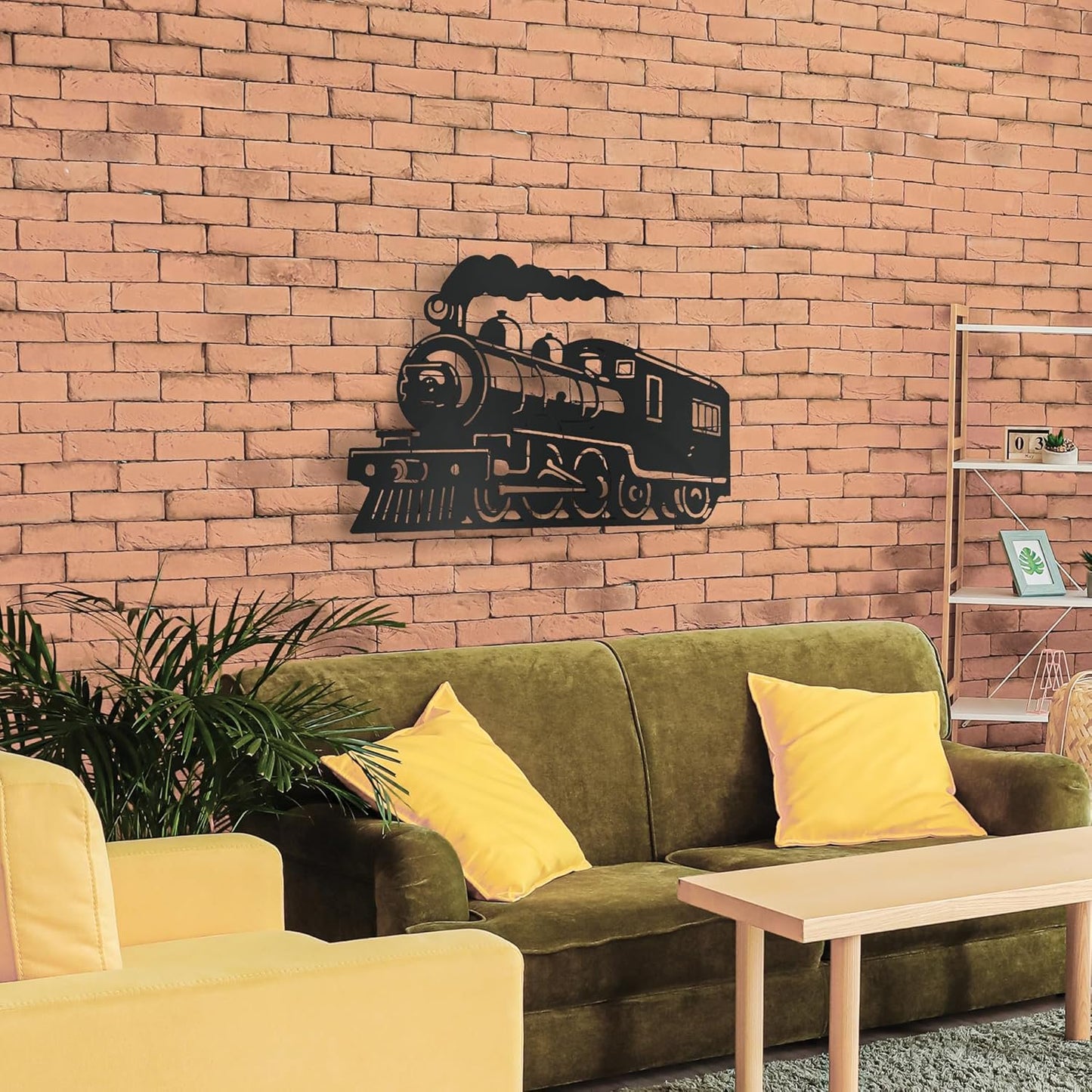 JennyGems Outdoor Train Steam Locomotive Wall Art  Black PVC Railroad Decor  Weatherproof Train Car Sign  Man Cave, Garage, Shed, or Home Decor