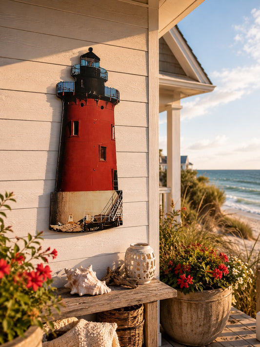 Breakwater Lighthouse Wall Sign – Lewes Delaware Nautical Decor - Outdoor Safe