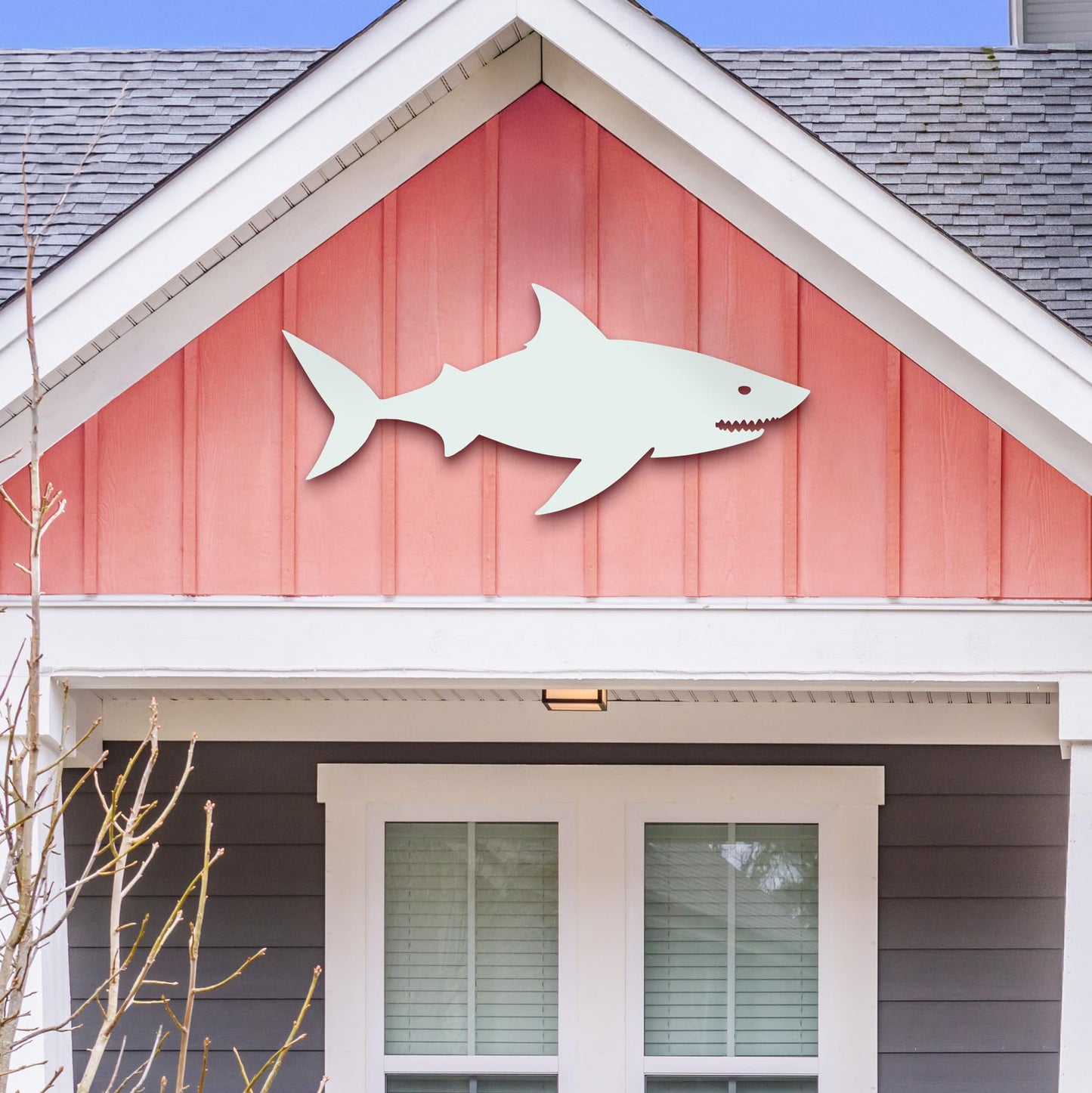 Outdoor Shark Wall Art – Weatherproof PVC Shark Decor for Beach House, Cottage, and Nautical Themed Spaces, Ocean Wall Hanging