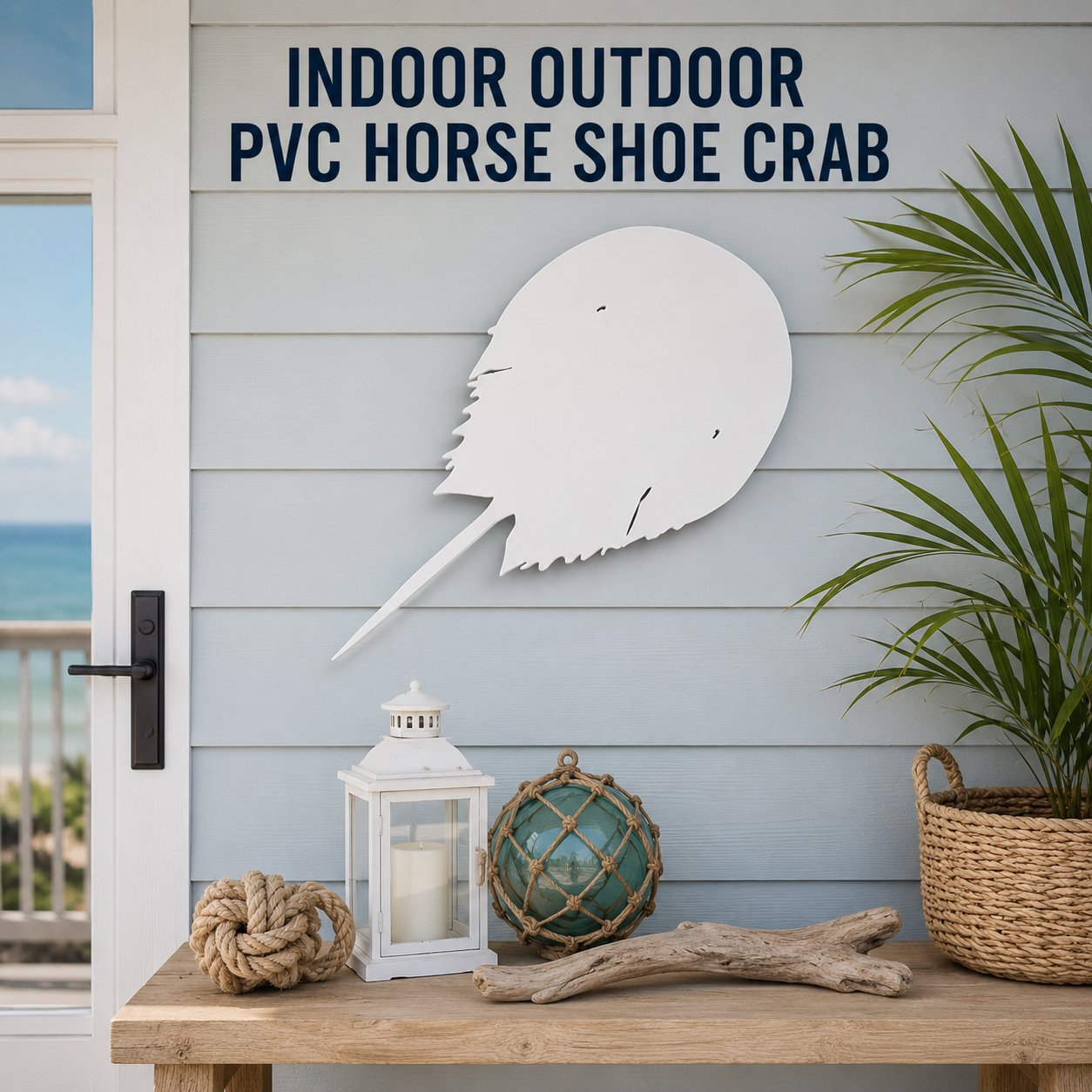 Outdoor Horseshoe Crab Sign – PVC Beach House Decoration – Coastal Nautical Decor for Exterior or Interior – Weatherproof Horseshoe Crab Wall Art