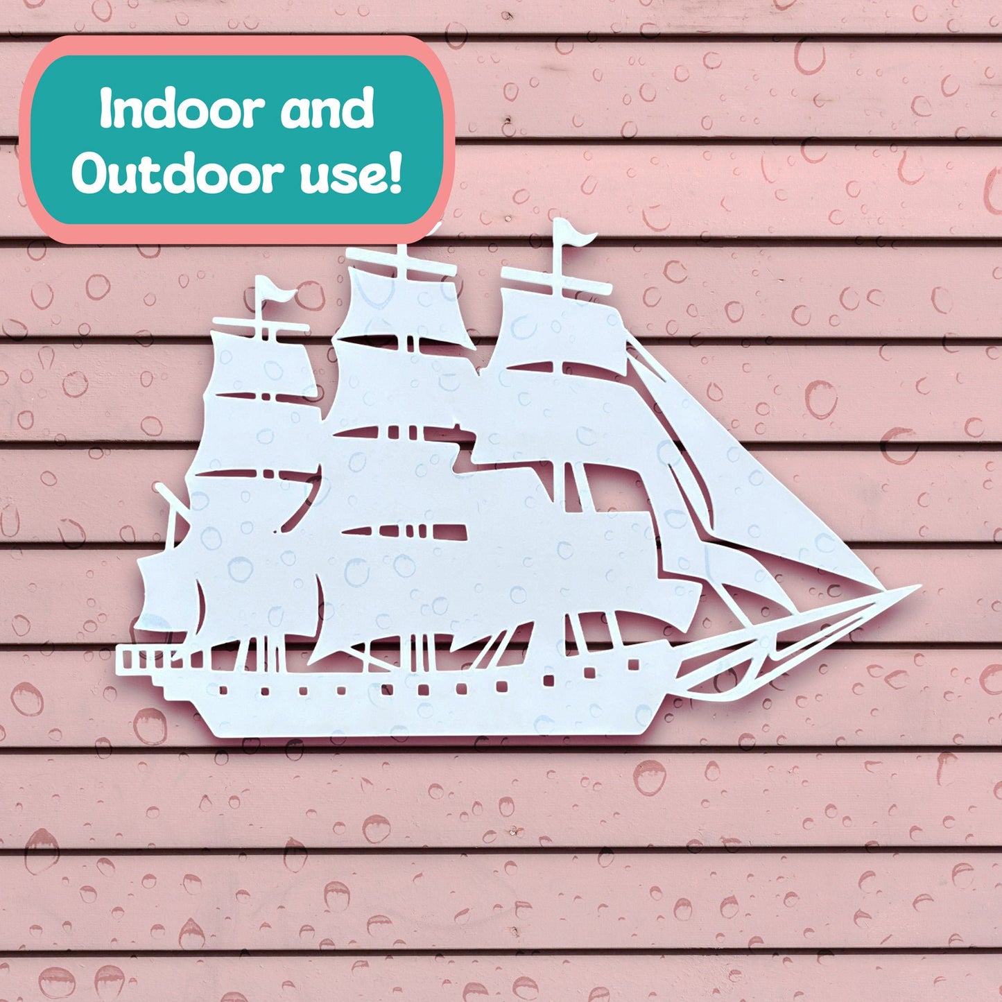 Outdoor Nautical Ship Wall Art, PVC Ship Décor for Beach House