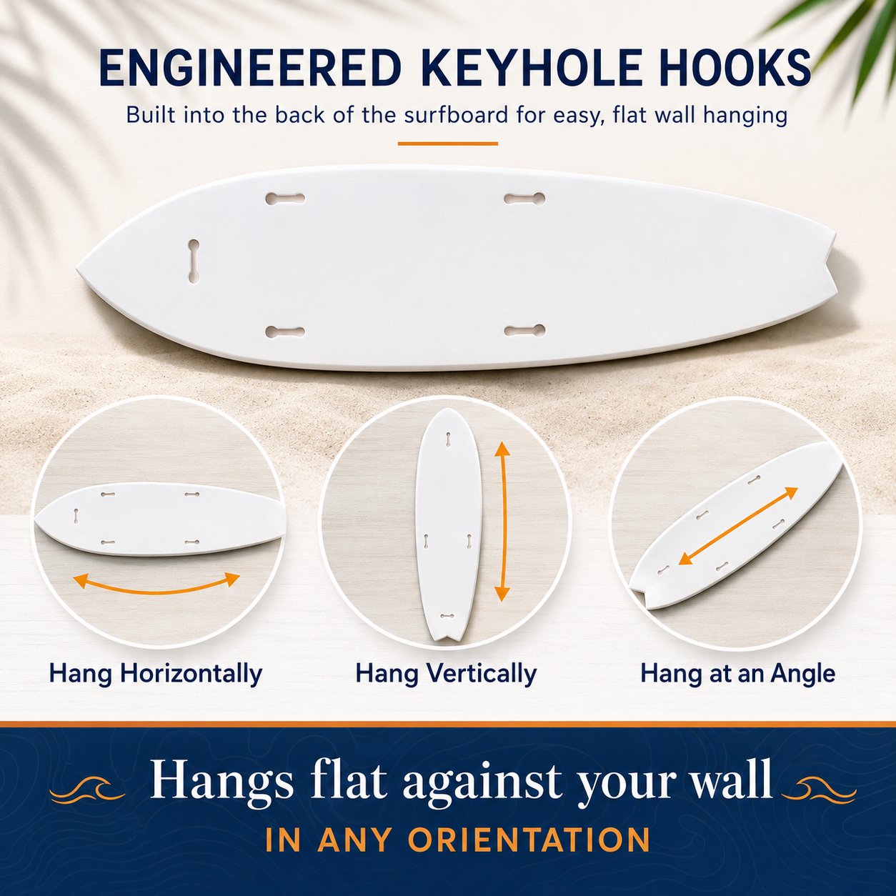 Tropical Beach Surfboard Wall Art | Palm Trees & Waves | Weather-Resistant PVC