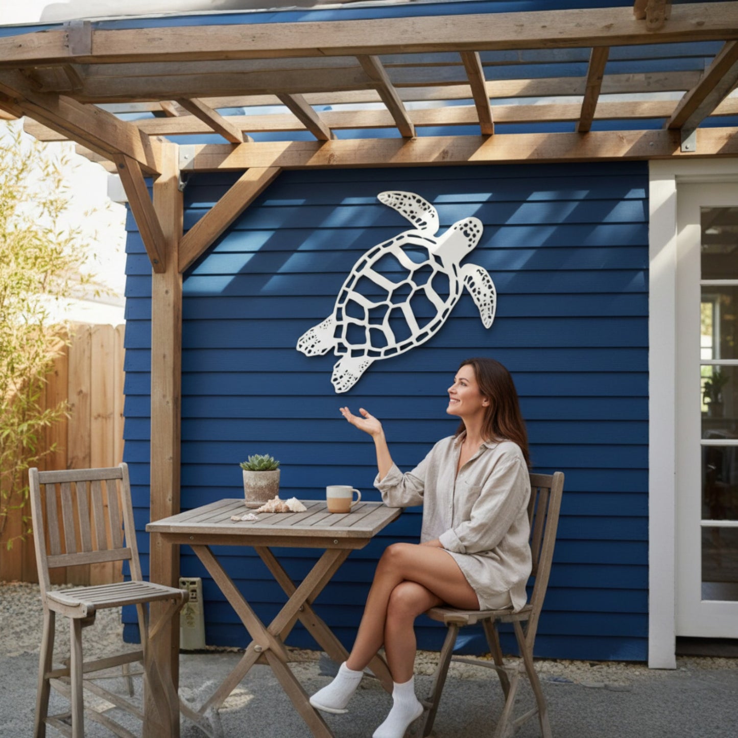 Outdoor Sea Turtle Wall Decor - PVC Turtle Sign for Beach House, Coastal Home, Patio, or Fence - Nautical Ocean-Themed Wall Art